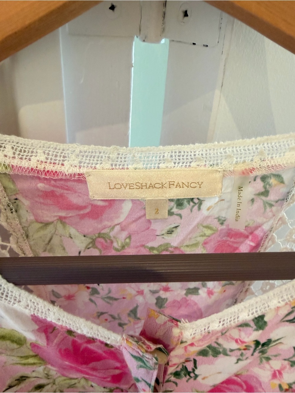 LoveShackFancy Pink Floral Lace-Trim Dress - Picture 5 of 5